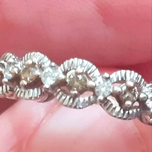 Sterling Silver 925 J&S Natural White & Chocolate Diamond Ring Size 5 - Picture 1 of 8
